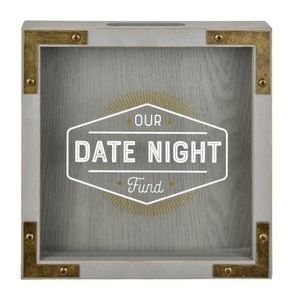 Mainstays Faux Wood Date Night Piggy Bank & Money Jar, Gold